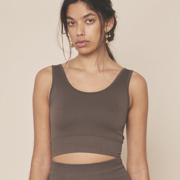 Top – rib seamless, brun (Moonchild)
